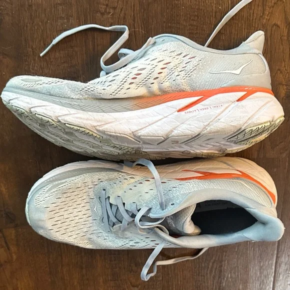 Hoka Sky Blue and Coral Athletic Shoes - Picture 3 of 3